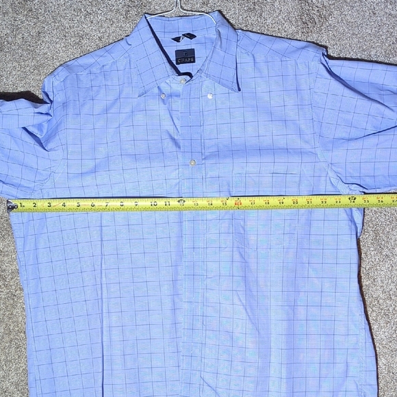 Chaps Light Blue Grid Pattern Dress Shirt, 17, 34-35 - Picture 5 of 7